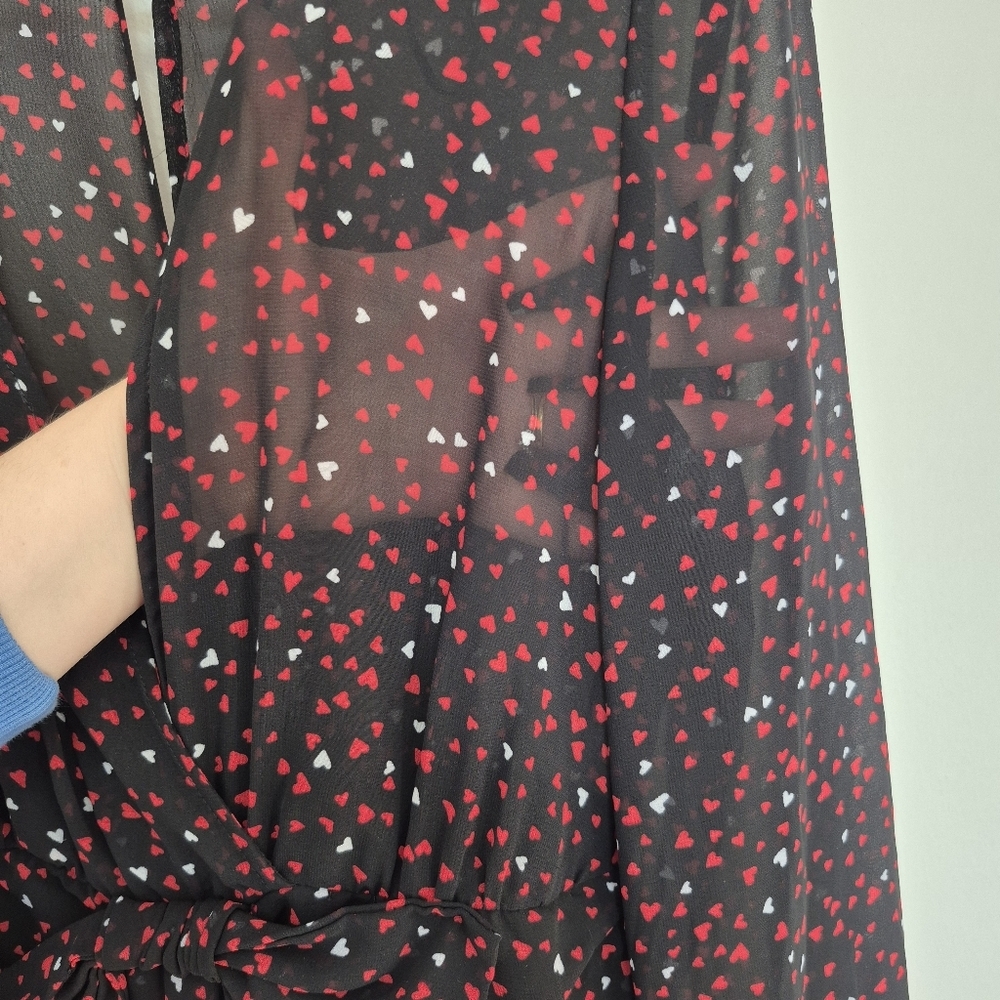 Zara Women's Black Valentine's Day Heart Print Ruched Mini Dress Size S - Picture 4 of 11